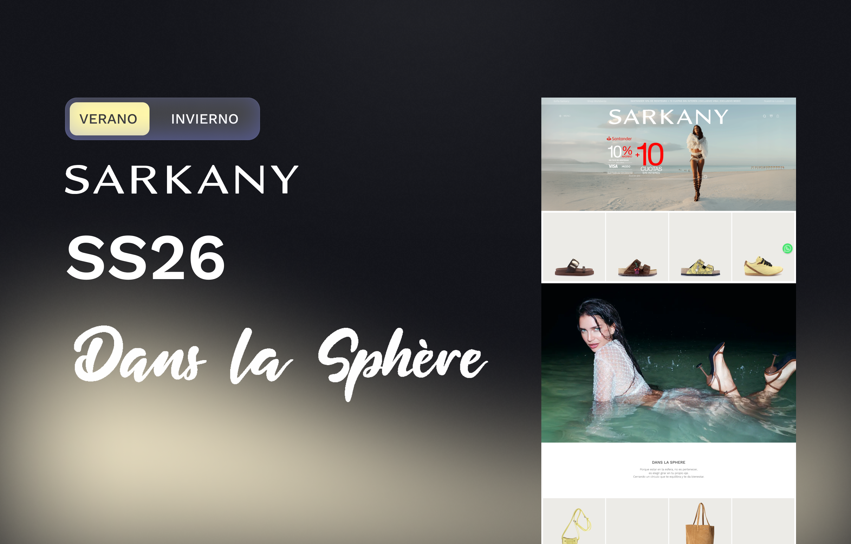Dans la Sphère — SS26 collection launch landing page for Sarkany
